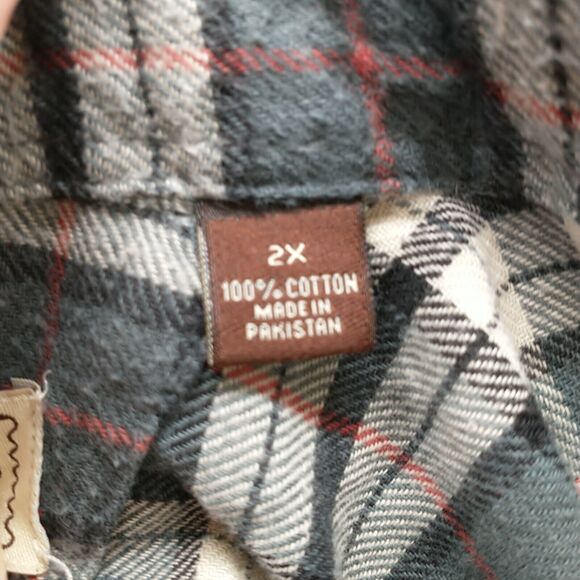 Bit & Bridle Men's Flannel Button-Down Shirt Multi Plaid 2X Long Sleeve Cotton - Picture 9 of 13